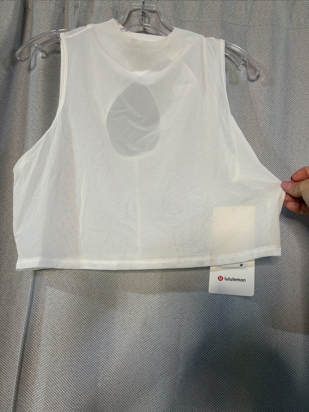 lululemon athletica White Keyhole Mesh Sheer Cropped Tank